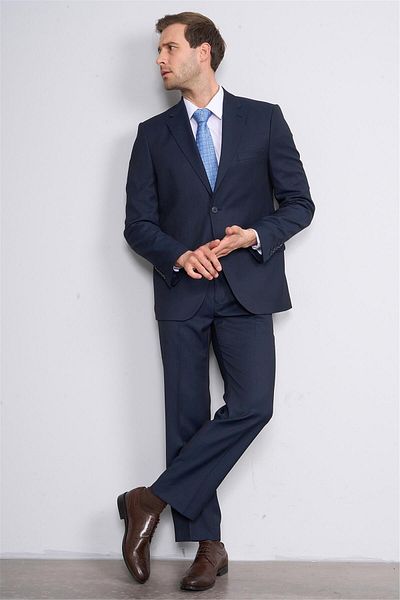 Mentality Çetinkaya 9136 Men's Swallow Collar 4 Drop Suit Navy Blue