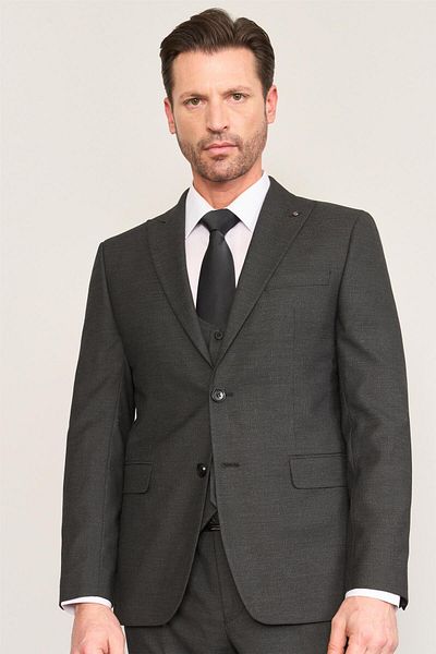 ATLIHAN Kagi Black Men's Cotton Polyester Modena Vest Suit