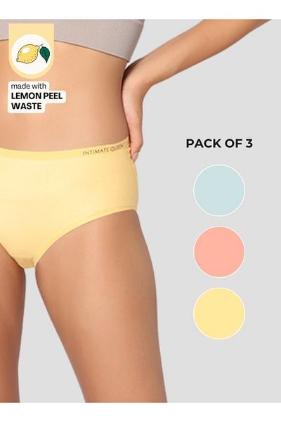 Intimate Queen Lemon Bae Briefs – Seamless Calm, Made with Lemon Peel | Sweat-Wicking (Pack Of 3)