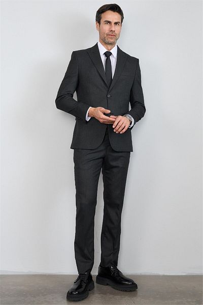Mentality 9094 Men's Yünter 6 Drop Slimfit Suit Black