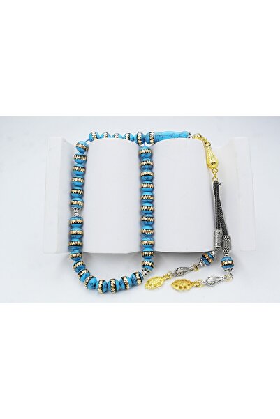 BlackCraft Turkuaz (Firuze) Pirinç Sarma İşlemeli Tespih