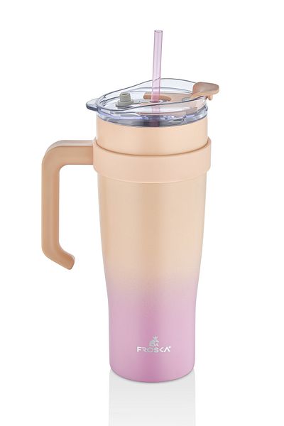 NESS HOME 304 Quality Stainless Steel 1000 ml Thermos with Straw Double Layer Color Transition, Leakproof Cup