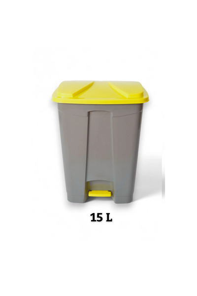 StarLoft Slim Pedallı Çöp Kovası 15 L - Gri & Sarı Kapak Iç Ve Dış Mekan Çöp ...