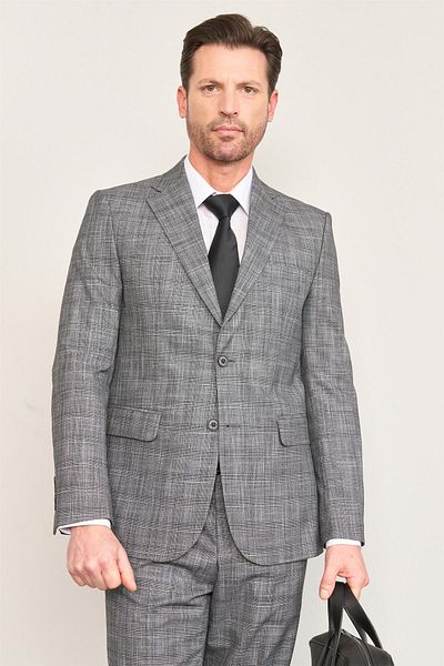 Mentality 9120 Men's Mono Collar Slim Fit Suit Black