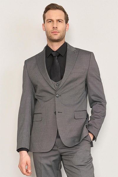 ATLIHAN Kagi Black Men's Cotton Polyester Sparta Vest Suit
