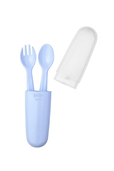 Wee Baby Saklama Kutulu Çatal Kaşık Seti - MAVİ