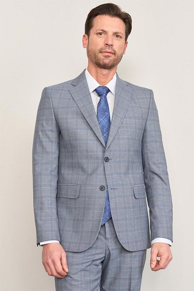 Mentality 9119 Men's Mono Collar Slim Fit Suit Blue