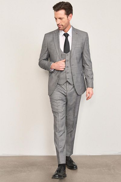 ATLIHAN Kagi Gray Men's Cotton Polyester Palermo Vest Suit