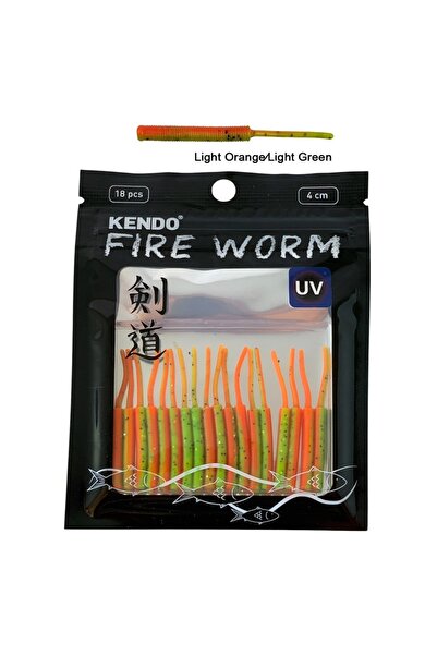 Kendo Fire Worm Lrf Silikonu 5cm (18'li Paket) Karides Kokulu Light Orange/Li...