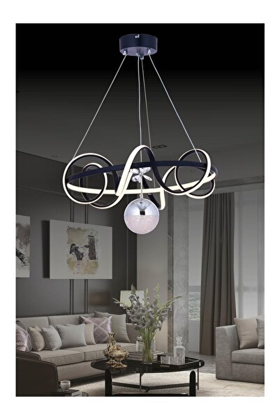 LUMİERE DECOR KUZEY SİYAH ORTA TEK TOPLU LED AVİZE 3 RENK IŞIK GEÇİŞİ EC-1003