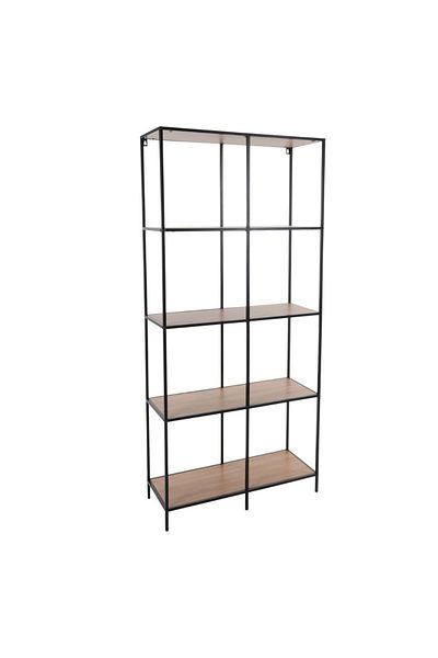 Gift Design Bibliotecă cu 5 rafturi – 78x30x170 cm | Cadru metalic negru și rafturi din lemn MDF | Colecția H&S