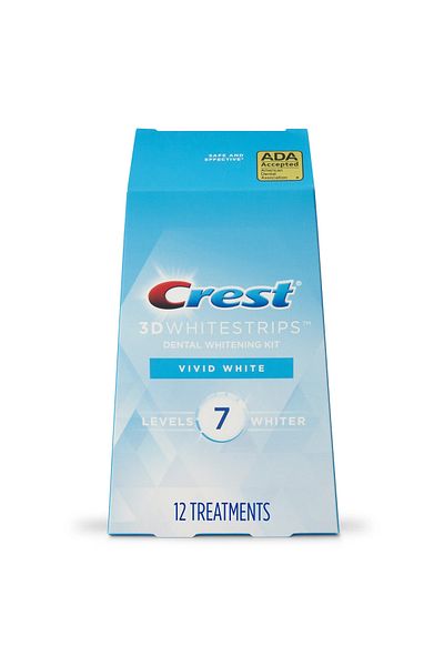 CREST Teeth Strips, Crest, 3D White, Vivid White, 9% Concentration, Box of 12 Envelopes, 24 Strips