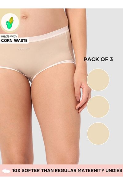 Intimate Queen Corn Bae Maternity Lacy Boy Shorts – Ultra-Soft, No Roll-Ups & Gusset Support (Pack Of 3)