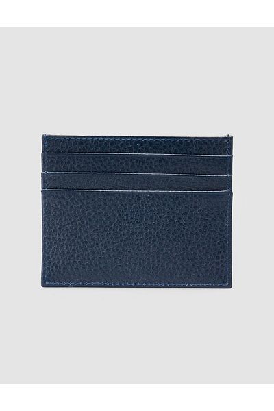 Cabani 100% Genuine Leather Navy Blue Unisex Card Holder