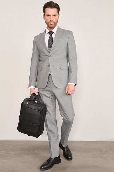 ATLIHAN Kagi Gray Men's Cotton Polyester Sparta Vest Suit