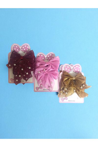 LİDEAS Pearl Satin Bow Clip Buckle 3 Pairs