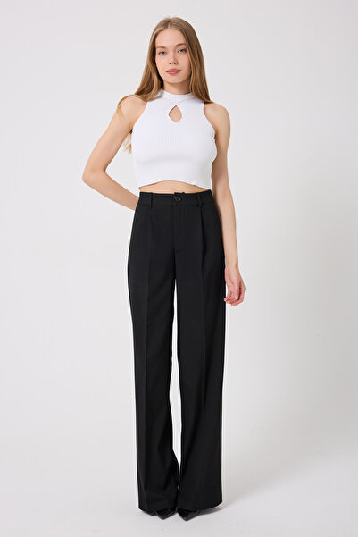 sevindi بنطلون بالازو نسائي عالي الخصر بقصة واسعة - تصميم أنيق مع طيات وتأثير...