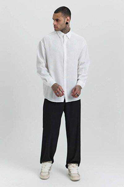 Fandr Store White Oversize Long Sleeve Men's Shirt