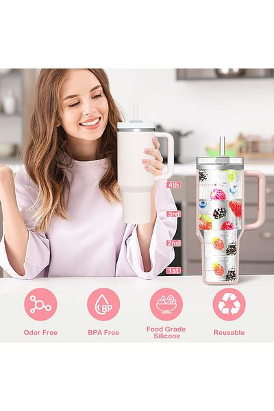 Besify Quencher Compatible 20-30-40 oz Accessory 4 Compartment Silicone Ice Mold with Lid