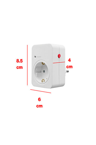 Badem10 Akım & Şok Korumalı Tekli Priz Açma Kapama Düğmeli Çoçuk Korumalı Fiş 720 Joule IP20 3600 W Koruma