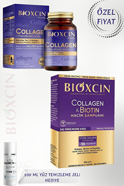 Bioxcin Hacim Şampuanı İnce Telli Saçlar 300 Ml + Collagen 30 Tablet + 100Ml ...