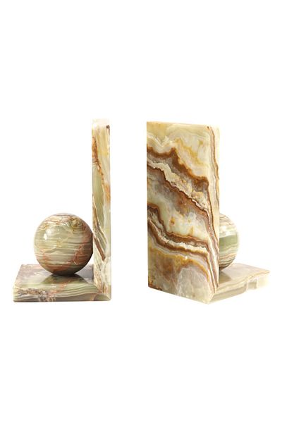 Radicaln Marble Bookends Set of 2 – Green Onyx Handmade Book Stoppers for Office & Home Decor