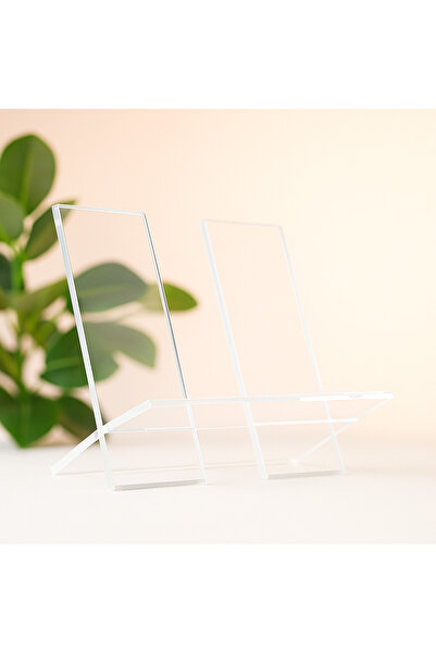 BUBİSTUDİOS Büyük Boy Şeffaf Akrilik Nota Kitap Standı | 35x33 cm Pleksi Masaüstü Kitaplık Desteği