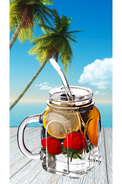 Ginza Maison Set Of 2 Glass Mugs With Handle For Lemonade, Soft Drinks, Cocktails