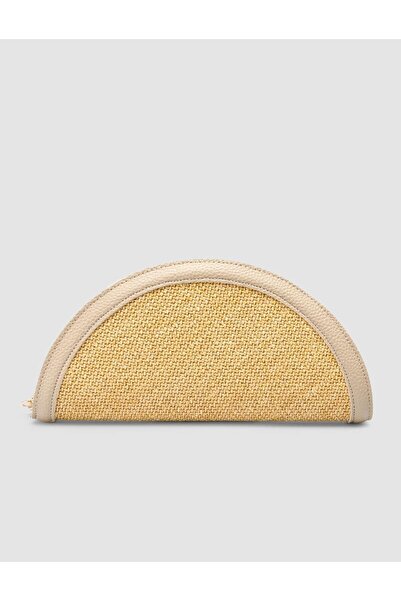 Cabani Straw Mink Leather Lined Women's Bag