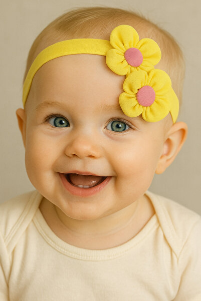 cityvision Banda de păr pentru copii și bebeluși cu perle florale duble - Ziu...