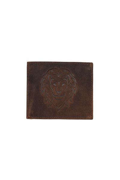Toro Nero Men's wallet made of brown genuine leather, zodiac sign Leo