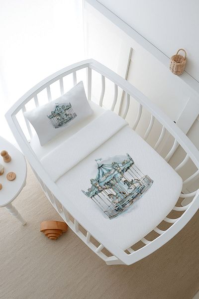 Tuğba Kuğu Pike Set - Royal Series - Blue Carousel - 80 X 120 cm