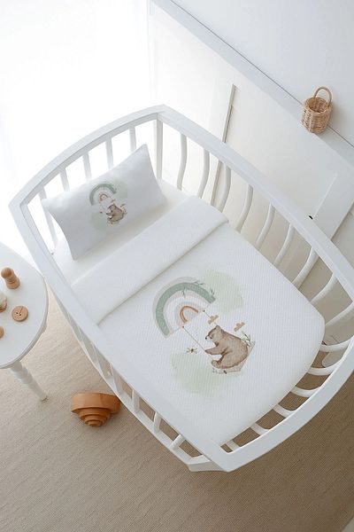 Tuğba Kuğu Pike Set - Royal Series - Welcome Baby Bear - 80 X 120 cm