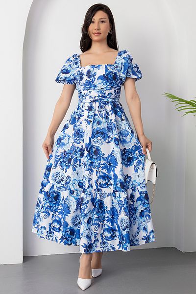 PULLIMM Rochie florală cu guler pătrat și spate Gipeli GRS3749