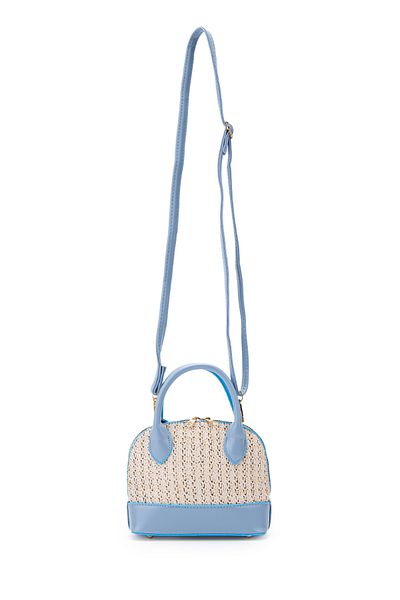 minebag Geantă de damă din piele artificială cu detalii de paie Matilda Blue