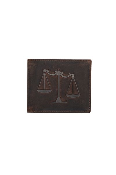 Toro Nero Men's wallet made of brown genuine leather, zodiac sign Libra