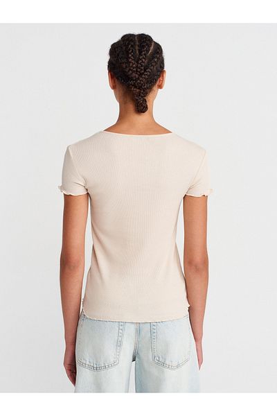 Dilvin 31935 Short Sleeve T-Shirt-Beige