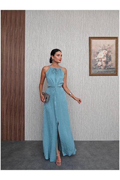 ESRAHELVACI Mint Waist Tie Slit Dress