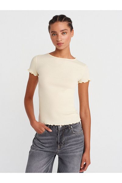 Dilvin 31935 Short Sleeve T-Shirt-Light Yellow