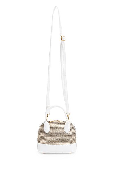 minebag Straw Detailed Faux Leather Women's Crossbody Bag Matilda White