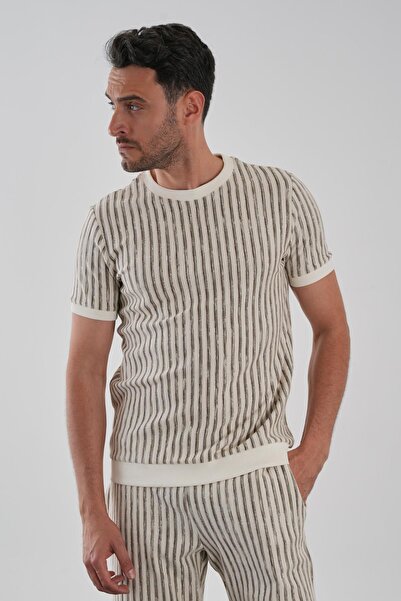 ALEXANDERGARDI Κοντομάνικο ριγέ πλεκτό μπλουζάκι