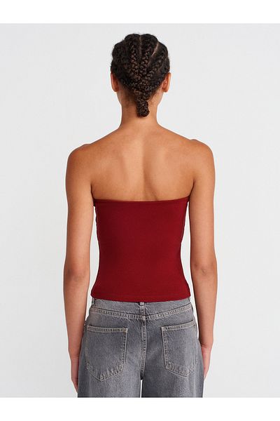 Dilvin 20659 Crop Top-Light Burgundy