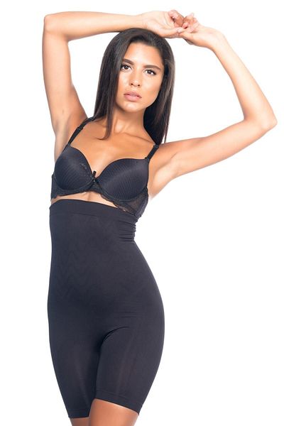inkasole Black Emay 2077 High Waist Patterned Long Corset