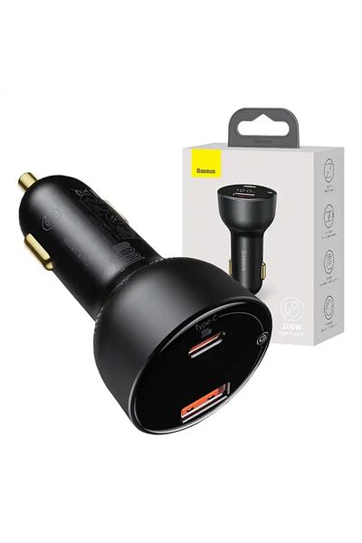 Baseus Încărcător auto, Baseus, Negru, USB-C, 100W