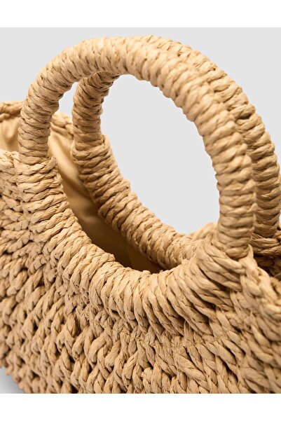 Cabani Long Strap Round Handle Straw Tan Bag