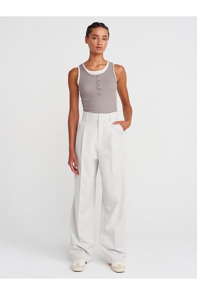 Dilvin 72128 High Waist Drape Pants-Light Gray