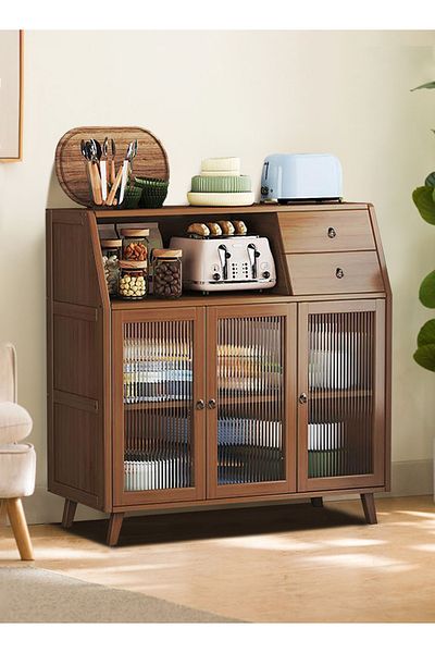 EqiEch Kitchen Corner Cabinet with Doors & Drawers for Living Room & Kitchen, 100x35x95cm