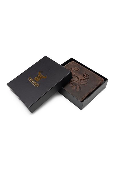 Toro Nero Men's Wallet Made Of Brown Genuine Leather, Zodiac Sign