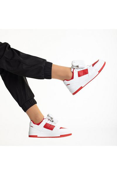 Kalapod Women's white and red sports shoes made of eco-leather Inola