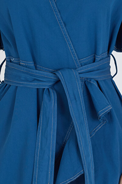 Rodi Kadın Kruvaze Önden Bağlamalı Kemerli Kot Görünümlü Elbise 1448